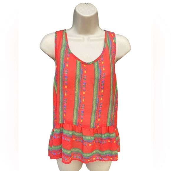 ’Everly: Debbie Tank, Red Sheer Light Ruffle Ham PTP 18’ L 23. - Picture 4 of 6